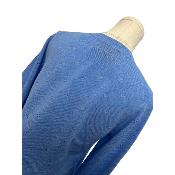 NWT! Guest In Residence Shrunken Pointelle Crew in French Blue M - Picture 10 of 11